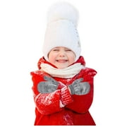 BOOMNY Children Kids Boys Girls Winter Love Heart Print Color Warm Knitted Gloves Soft Toddler Baby Dailywear